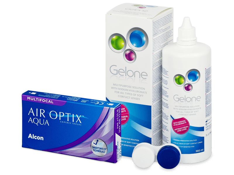 Air Optix Aqua Multifocal (6 čoček) + roztok Gelone 360 ml - Výhodný balíček