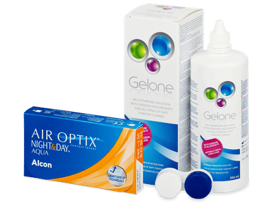 Air Optix Night and Day Aqua (6 čoček) + roztok Gelone 360 ml - Výhodný balíček