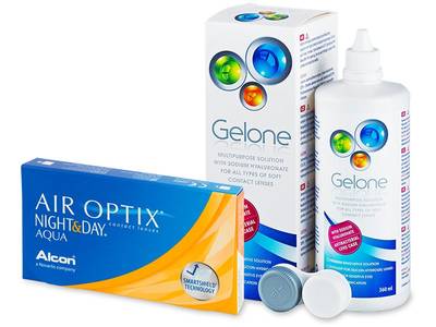 Air Optix Night and Day Aqua (6 čoček) + roztok Gelone 360 ml - Předchozí design