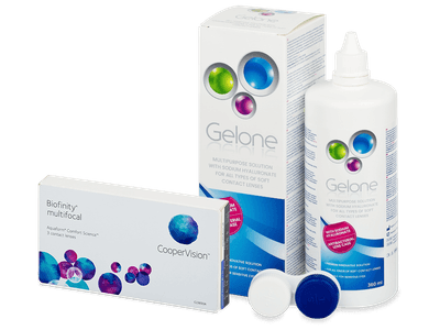 Biofinity Multifocal (3 čočky) + roztok Gelone 360 ml - Výhodný balíček