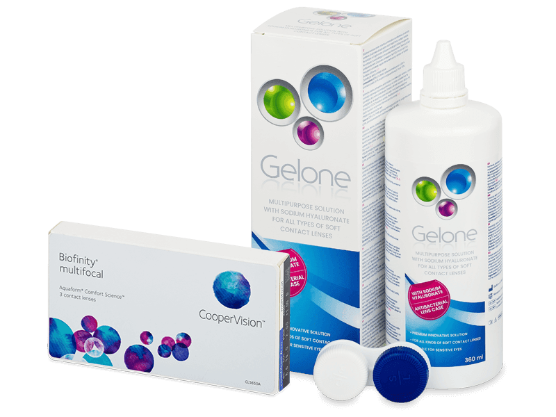 Biofinity Multifocal (3 čočky) + roztok Gelone 360 ml - Výhodný balíček