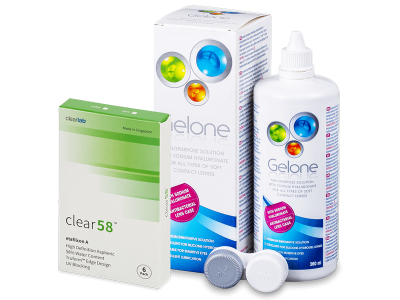 Clear 58 (6 čoček) + roztok Gelone 360 ml - Výhodný balíček