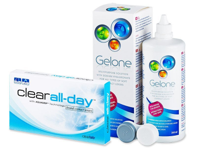 Clear All-Day (6 čoček) + roztok Gelone 360 ml - Výhodný balíček