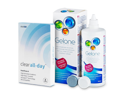 Clear All-Day (6 čoček) + roztok Gelone 360 ml - Výhodný balíček