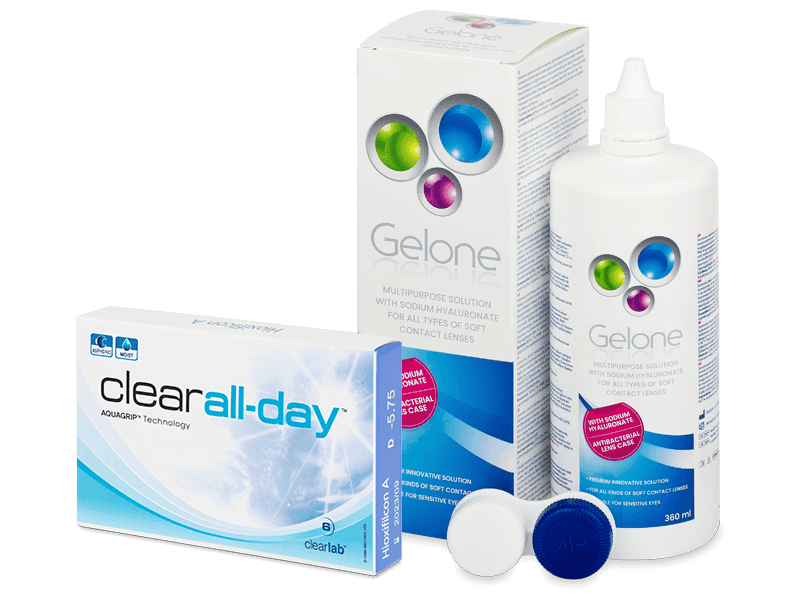 Clear All-Day (6 čoček) + roztok Gelone 360 ml - Výhodný balíček