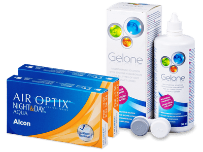 Air Optix Night and Day Aqua (2x3 čočky) + roztok Gelone 360 ml