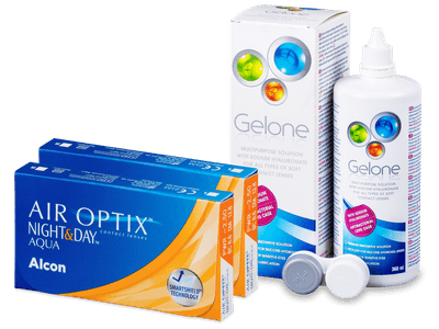 Air Optix Night and Day Aqua (2x3 čočky) + roztok Gelone 360 ml - Výhodný balíček