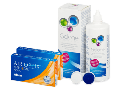 Air Optix Night and Day Aqua (2x3 čočky) + roztok Gelone 360 ml