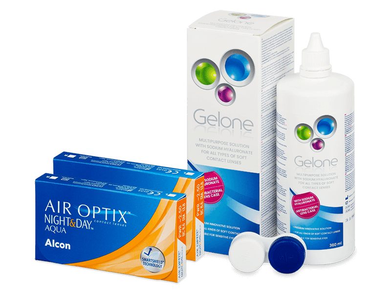Air Optix Night and Day Aqua (2x3 čočky) + roztok Gelone 360 ml - Výhodný balíček