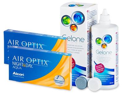 Air Optix Night and Day Aqua (2x3 čočky) + roztok Gelone 360 ml - Předchozí design