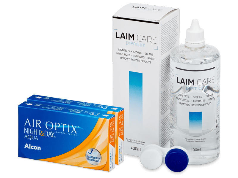 Air Optix Night and Day Aqua (2x3 čočky) + roztok Laim Care 400ml - Výhodný balíček