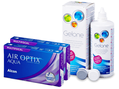 Air Optix Aqua Multifocal (2x3 čočky) + roztok Gelone 360 ml