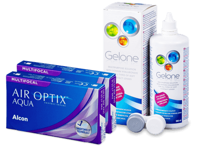 Air Optix Aqua Multifocal (2x3 čočky) + roztok Gelone 360 ml