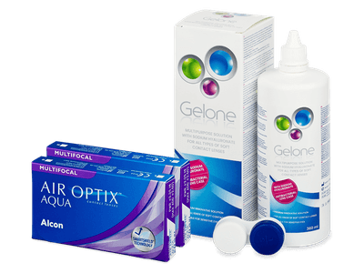 Air Optix Aqua Multifocal (2x3 čočky) + roztok Gelone 360 ml