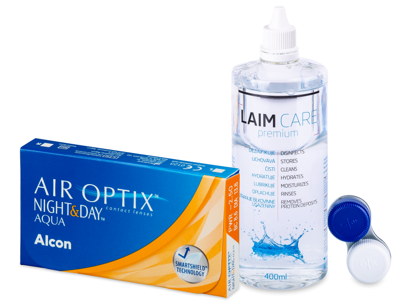 Air Optix Night and Day Aqua (6 čoček) + roztok Laim Care 400ml - Výhodný balíček