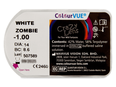 ColourVUE Crazy Lens - White Zombie - dioptrické (2 čočky) - 