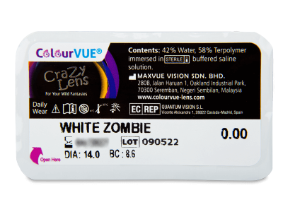 ColourVUE Crazy Lens - White Zombie - nedioptrické jednodenní (2 čočky) - 