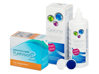 PureVision 2 for Astigmatism (6 čoček) + roztok Gelone 360 ml - Výhodný balíček