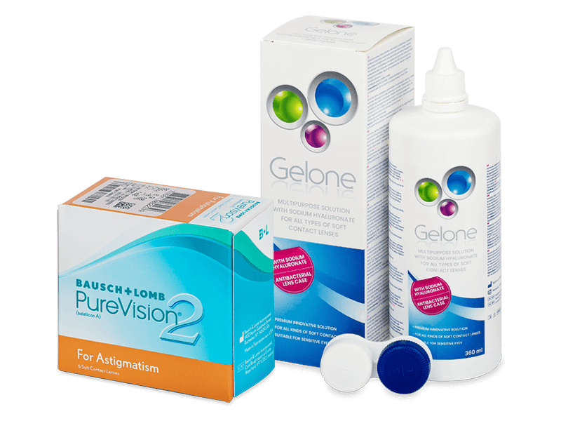 PureVision 2 for Astigmatism (6 čoček) + roztok Gelone 360 ml - Výhodný balíček