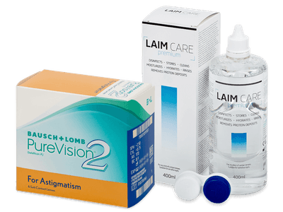 PureVision 2 for Astigmatism (6 čoček) + roztok Laim Care 400 ml - Výhodný balíček