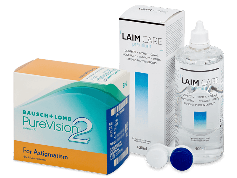 PureVision 2 for Astigmatism (6 čoček) + roztok Laim Care 400 ml - Výhodný balíček