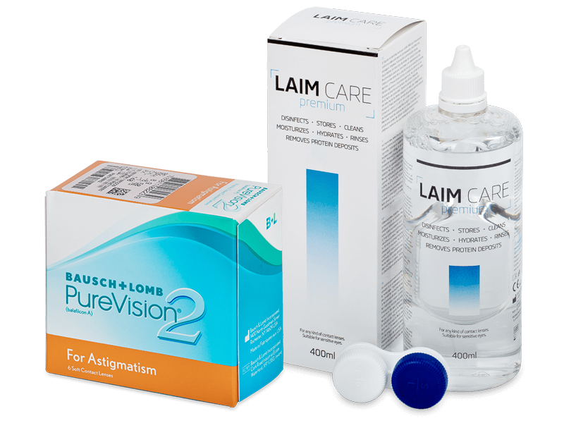 PureVision 2 for Astigmatism (6 čoček) + roztok Laim Care 400 ml - Výhodný balíček