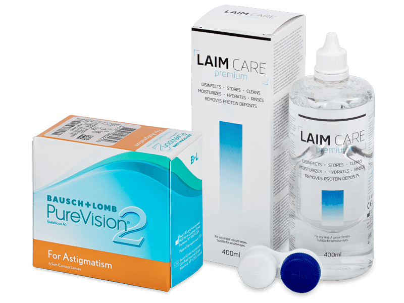 PureVision 2 for Astigmatism (6 čoček) + roztok Laim Care 400 ml - Výhodný balíček