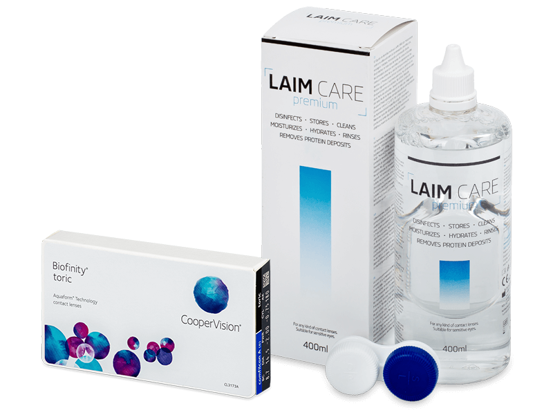 Biofinity Toric (6 čoček) + roztok Laim Care 400 ml - Výhodný balíček