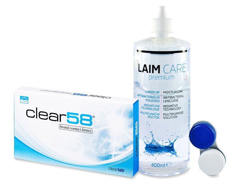 Clear 58 (6 čoček) + roztok Laim Care 400 ml - Výhodný balíček