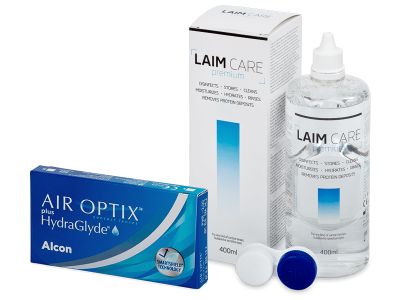 Air Optix plus HydraGlyde (3 čočky) + roztok Laim-Care 400 ml