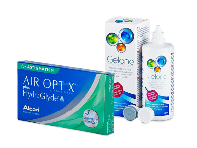 Air Optix plus HydraGlyde for Astigmatism (6 čoček) + roztok Gelone 360 ml
