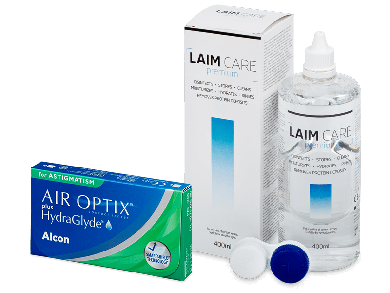 Air Optix plus HydraGlyde for Astigmatism (6 čoček) + roztok Laim Care 400 ml - Výhodný balíček