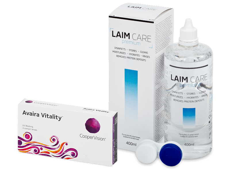 Avaira Vitality (3 čočky) + roztok Laim Care 400 ml - Výhodný balíček