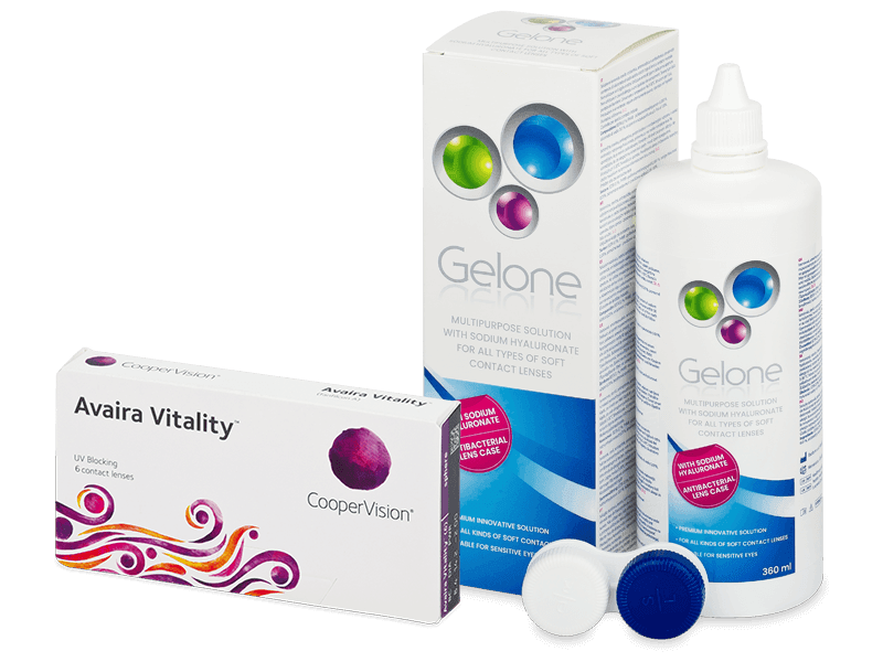 Avaira Vitality (6 čoček) + roztok Gelone 360 ml - Výhodný balíček