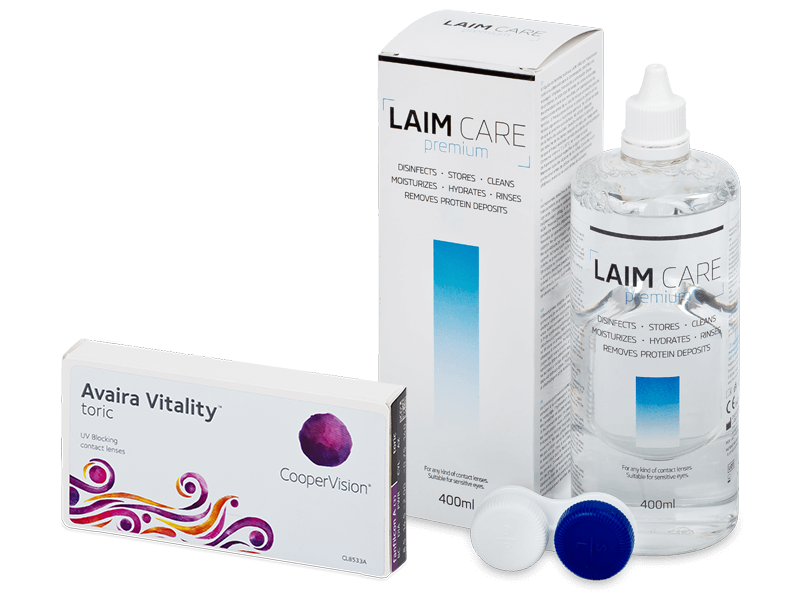 Avaira Vitality Toric (3 čočky) + roztok Laim-Care 400 ml - Výhodný balíček