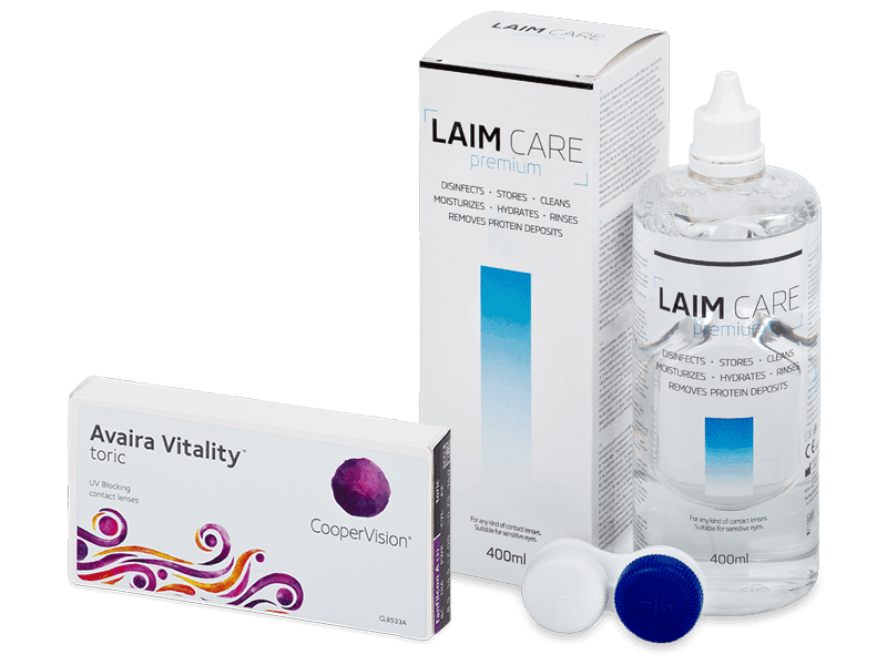 Avaira Vitality Toric (3 čočky) + roztok Laim Care 400 ml - Výhodný balíček