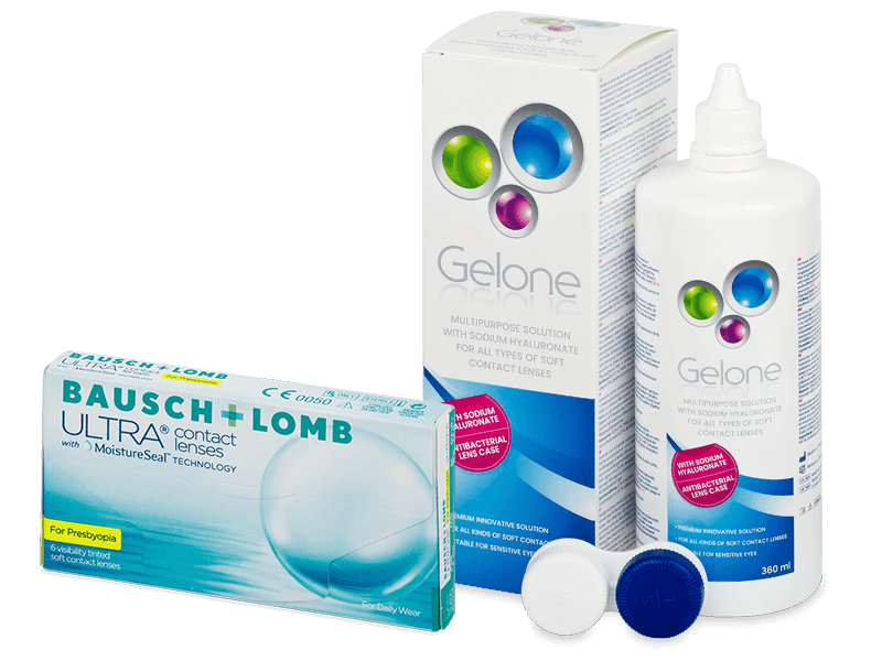 Bausch + Lomb ULTRA for Presbyopia (6 čoček) + roztok Gelone 360 ml - Výhodný balíček