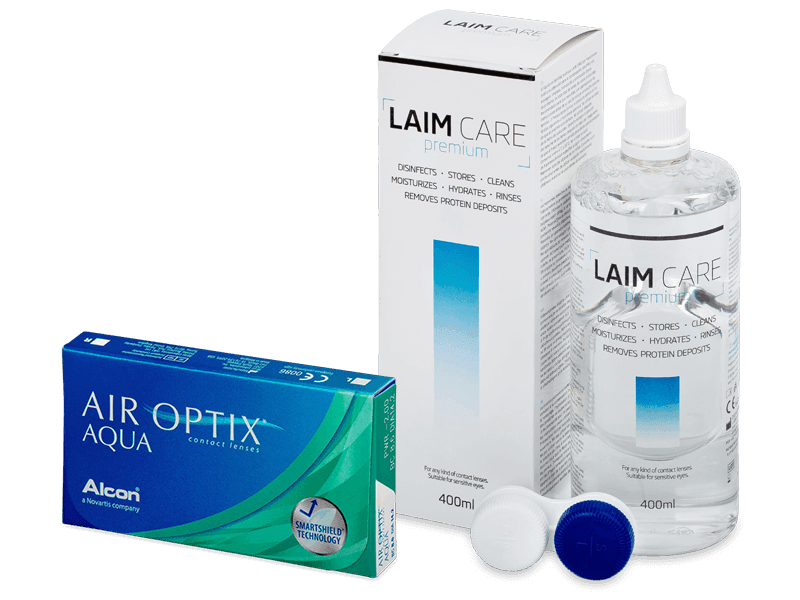 Air Optix Aqua (6 čoček) + roztok Laim Care 400 ml - Výhodný balíček