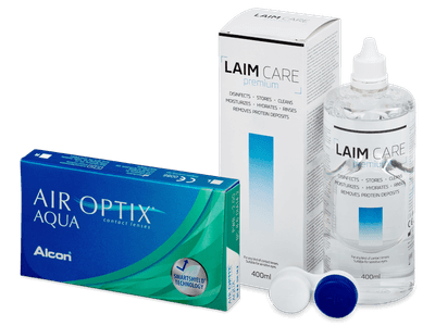 Air Optix Aqua (6 čoček) + roztok Laim Care 400 ml - Výhodný balíček