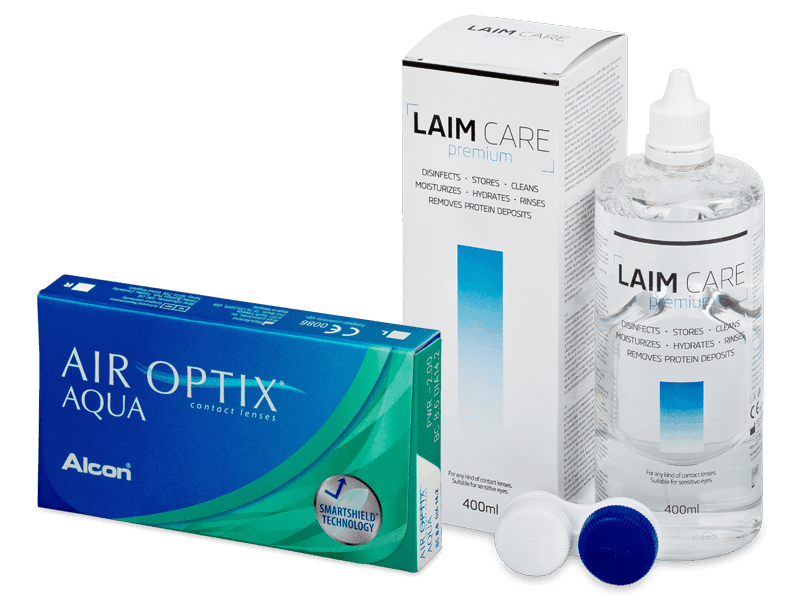 Air Optix Aqua (6 čoček) + roztok Laim Care 400 ml - Výhodný balíček
