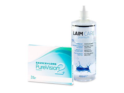 PureVision 2 (3 čočky) + roztok Laim-Care 400 ml