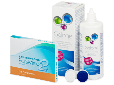 PureVision 2 for Astigmatism (3 čočky) + roztok Gelone 360 ml