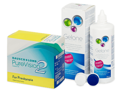 PureVision 2 for Presbyopia (6 čoček) + roztok Gelone 360 ml