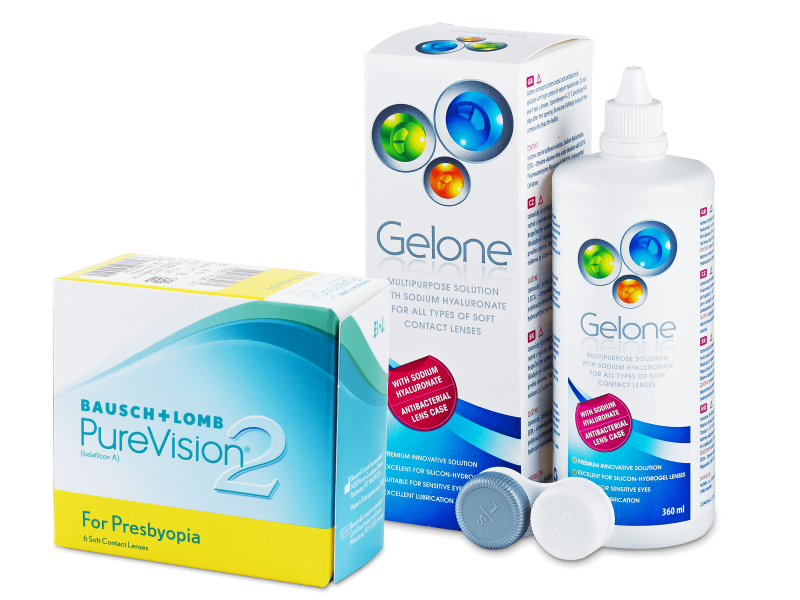 PureVision 2 for Presbyopia (6 čoček) + roztok Gelone 360 ml - Výhodný balíček