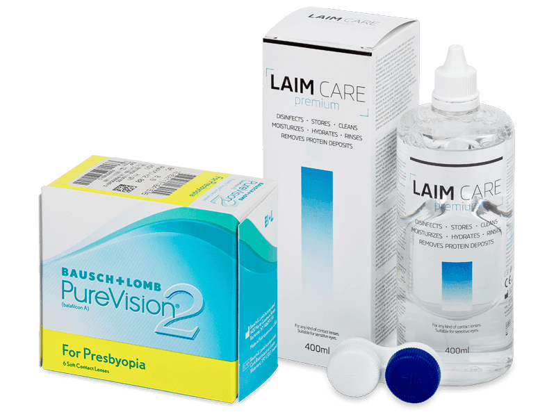 PureVision 2 for Presbyopia (6 čoček) + roztok Laim Care 400 ml - Výhodný balíček