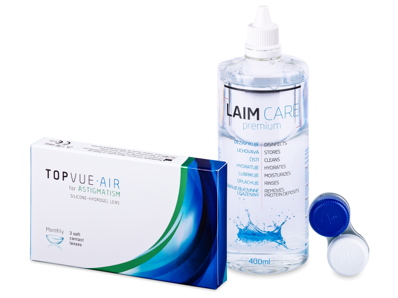 TopVue Air for Astigmatism (3 čočky) + roztok Laim Care 400 ml - Výhodný balíček
