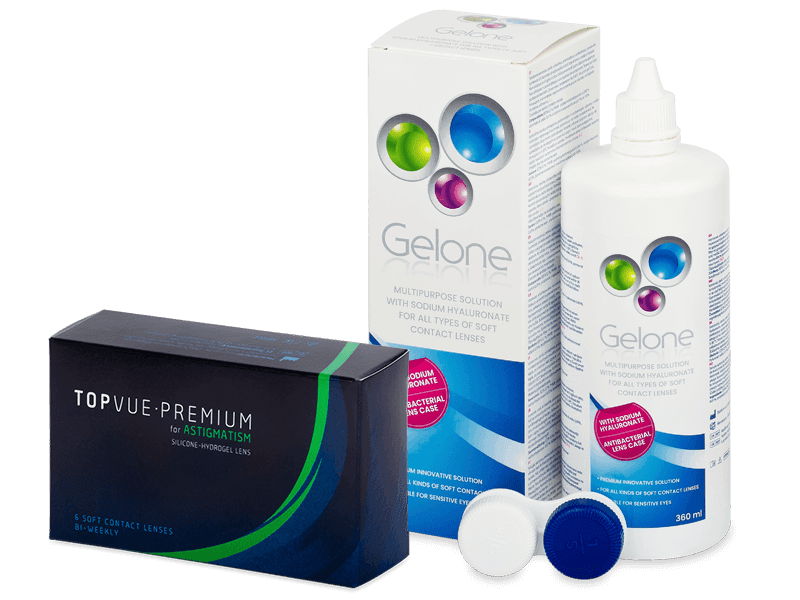 TopVue Premium for Astigmatism (6 čoček) + roztok Gelone 360 ml - Výhodný balíček