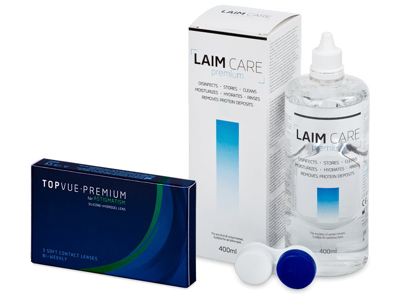 TopVue Premium for Astigmatism (3 čočky) + roztok Laim Care 400 ml - Výhodný balíček