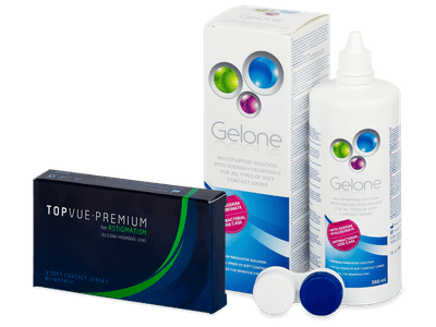 TopVue Premium for Astigmatism (3 čočky) + roztok Gelone 360 ml - Výhodný balíček