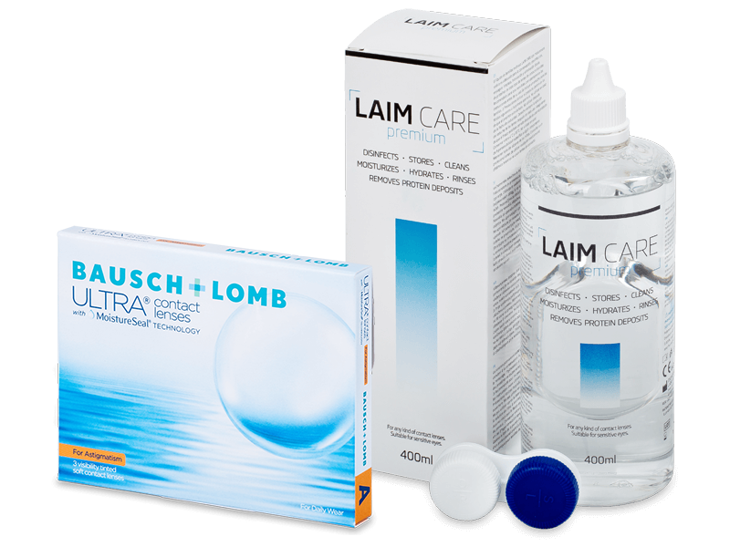 Bausch + Lomb ULTRA for Astigmatism (3 čočky) + roztok Laim-Care 400 ml - Výhodný balíček